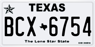 TX license plate BCX6754