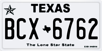 TX license plate BCX6762