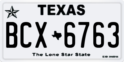 TX license plate BCX6763