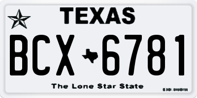 TX license plate BCX6781
