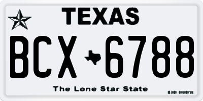 TX license plate BCX6788