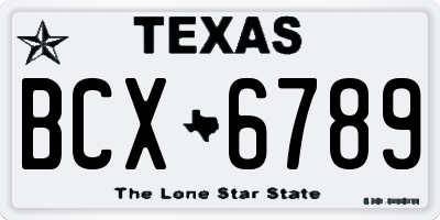 TX license plate BCX6789