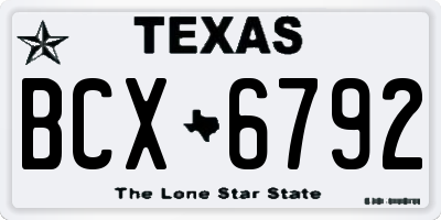 TX license plate BCX6792