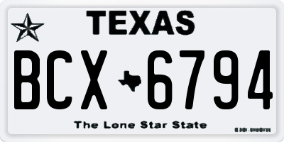 TX license plate BCX6794