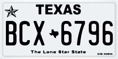 TX license plate BCX6796