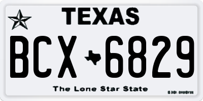 TX license plate BCX6829