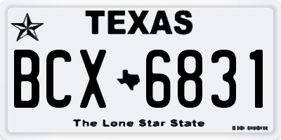 TX license plate BCX6831