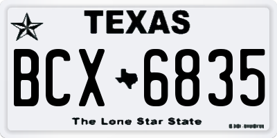 TX license plate BCX6835