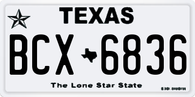 TX license plate BCX6836