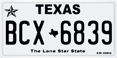 TX license plate BCX6839