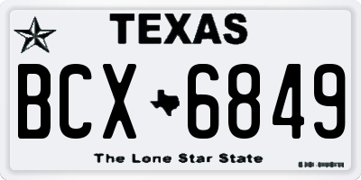 TX license plate BCX6849