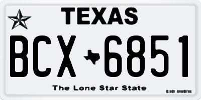 TX license plate BCX6851
