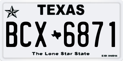 TX license plate BCX6871
