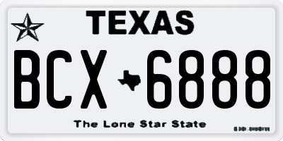 TX license plate BCX6888