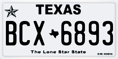 TX license plate BCX6893
