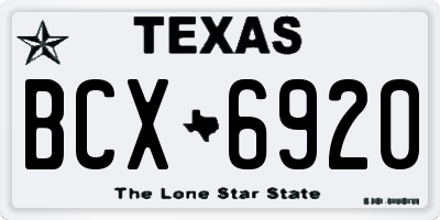 TX license plate BCX6920
