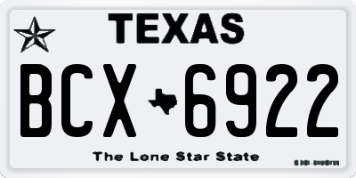 TX license plate BCX6922