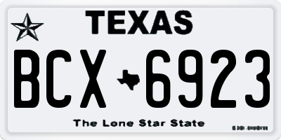 TX license plate BCX6923