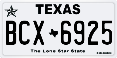 TX license plate BCX6925