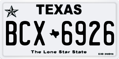 TX license plate BCX6926
