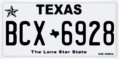 TX license plate BCX6928