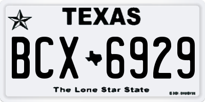TX license plate BCX6929