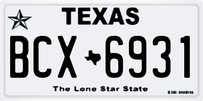 TX license plate BCX6931