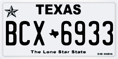 TX license plate BCX6933