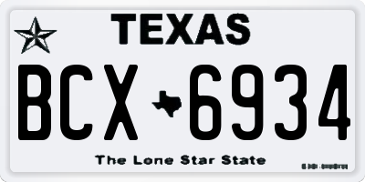 TX license plate BCX6934