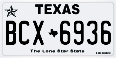 TX license plate BCX6936