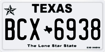 TX license plate BCX6938