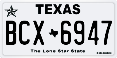 TX license plate BCX6947