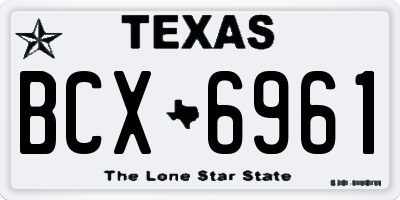 TX license plate BCX6961