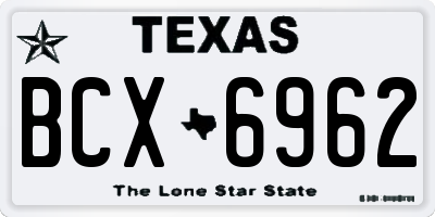 TX license plate BCX6962