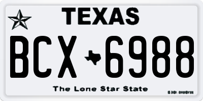 TX license plate BCX6988