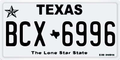 TX license plate BCX6996