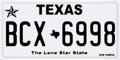 TX license plate BCX6998