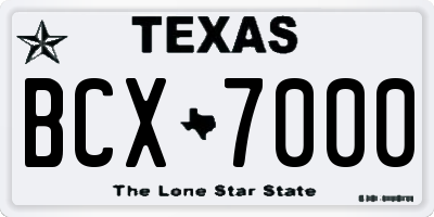 TX license plate BCX7000