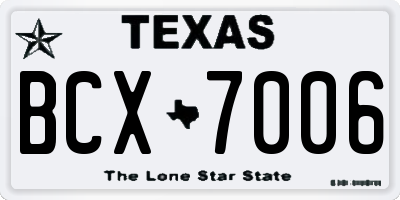 TX license plate BCX7006