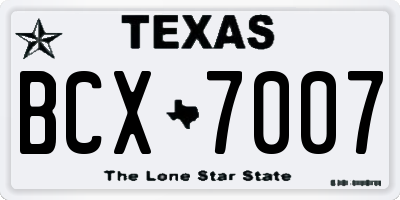 TX license plate BCX7007