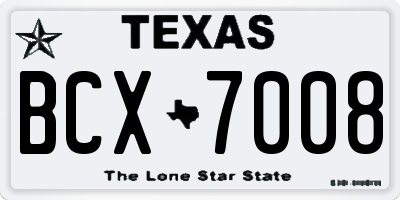 TX license plate BCX7008