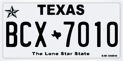 TX license plate BCX7010