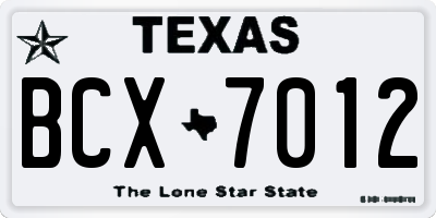 TX license plate BCX7012