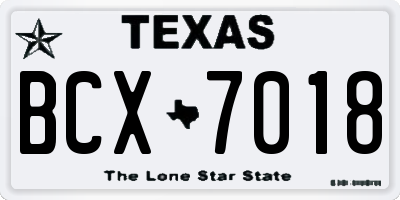 TX license plate BCX7018