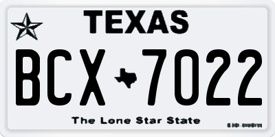 TX license plate BCX7022