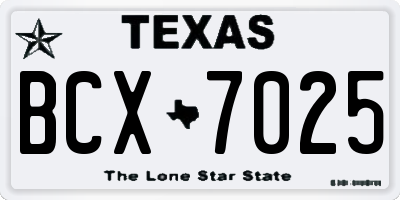 TX license plate BCX7025