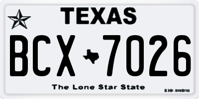 TX license plate BCX7026