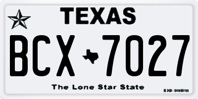 TX license plate BCX7027