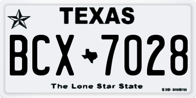 TX license plate BCX7028