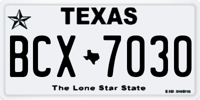 TX license plate BCX7030